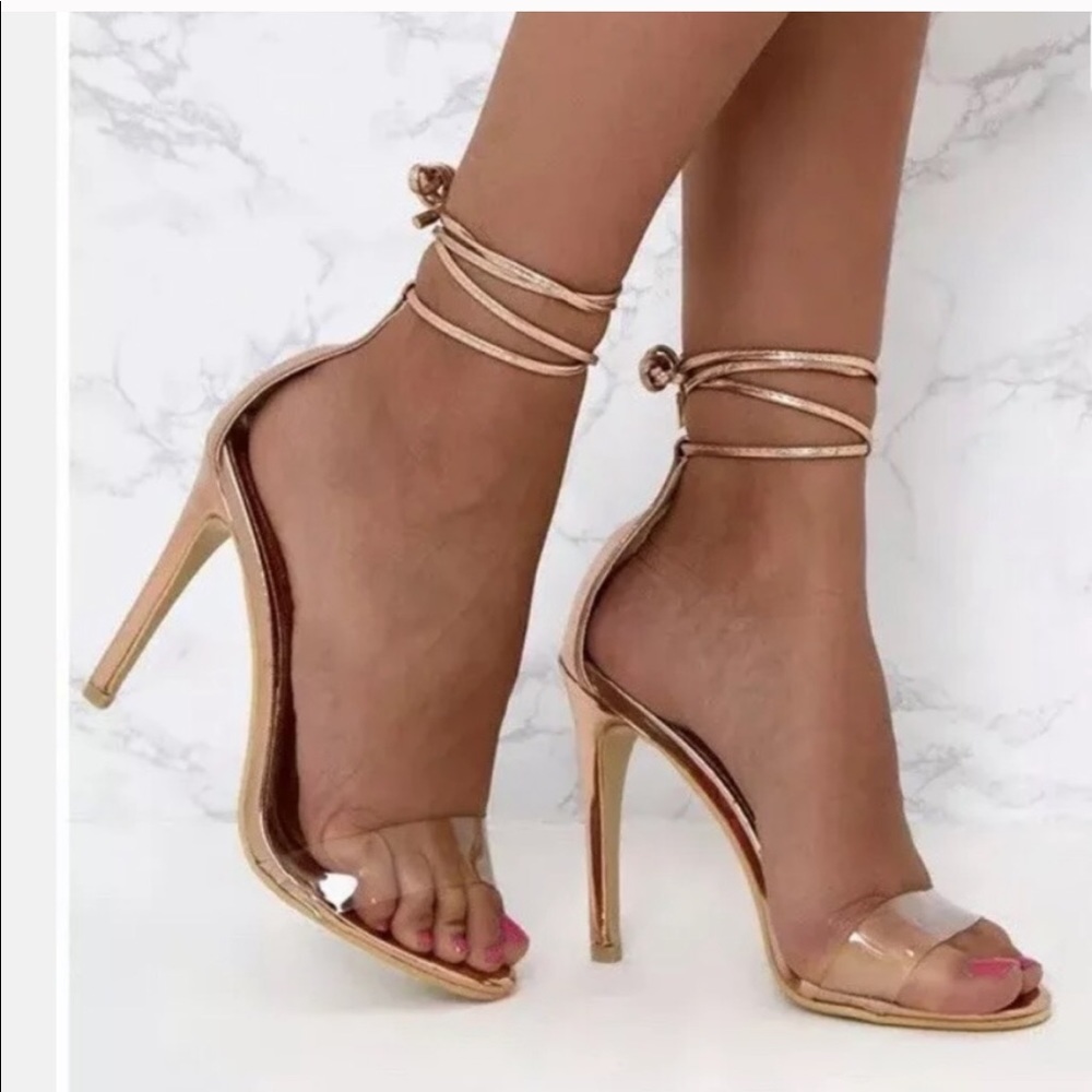 Pretty little things Rose Gold Strap heeled sandal